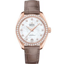 海马系列 AQUA TERRA 150米<span class="nowrap">手表</span> 34毫米, Sedna™ 18k金表壳 搭配 皮表带 - 22058342055001