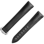 两件式<span class="nowrap">表带</span> - 玄色皮表带，搭配折叠表扣，合用于超霸系列月球表 - 032CUZ014116W